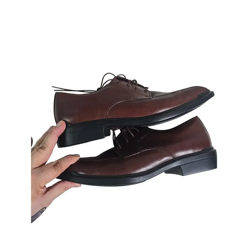 Rockport Med Brown Leather Square Toe Oxford Dress Shoes Lace Up Mens 9.5M
